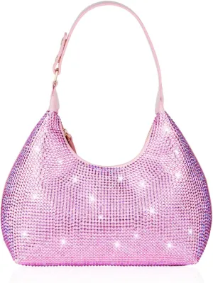 Rhinestone Handbag Black Clutch Purses for Women Evening Shoulder Diamond Bling Crystal Bag for Wedding Prom