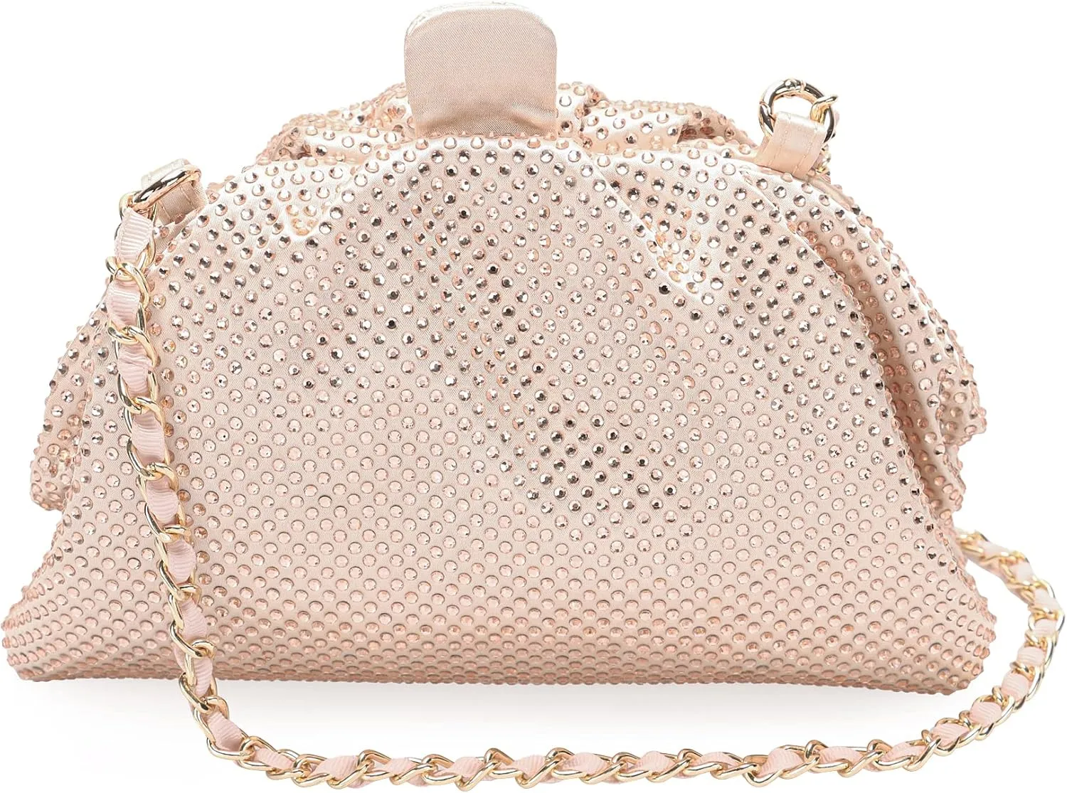 Rhinestone Purse Crystal Frame Clutch Bag Party Pleated Women Clutch Handbag