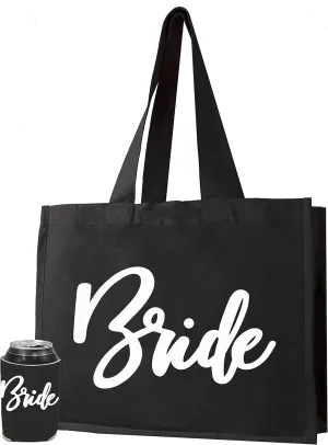 RhinestoneSash Bride Tote Bag - JUMBO SIZE 18" x 14" XL Cotton Canvas Wedding Totes - Engagement and Bridal Shower Gifts
