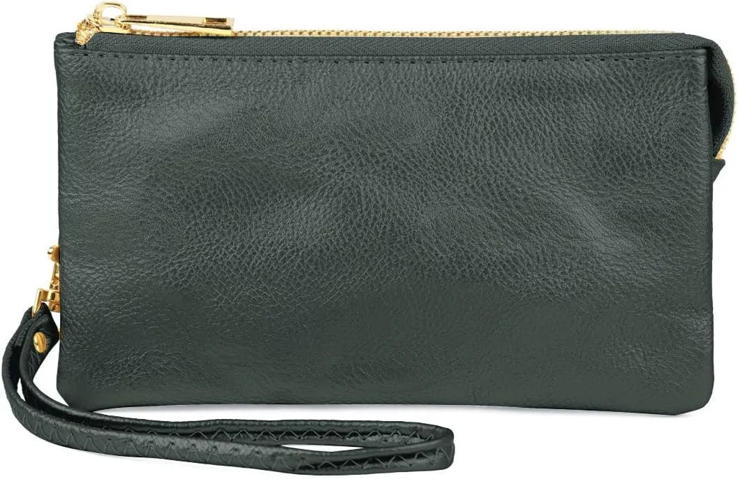 RIAH FASHION Convertible Faux Leather Wallet Purse Clutch - Mini Handbag Detachable Chain Crossbody Strap Phone Holder