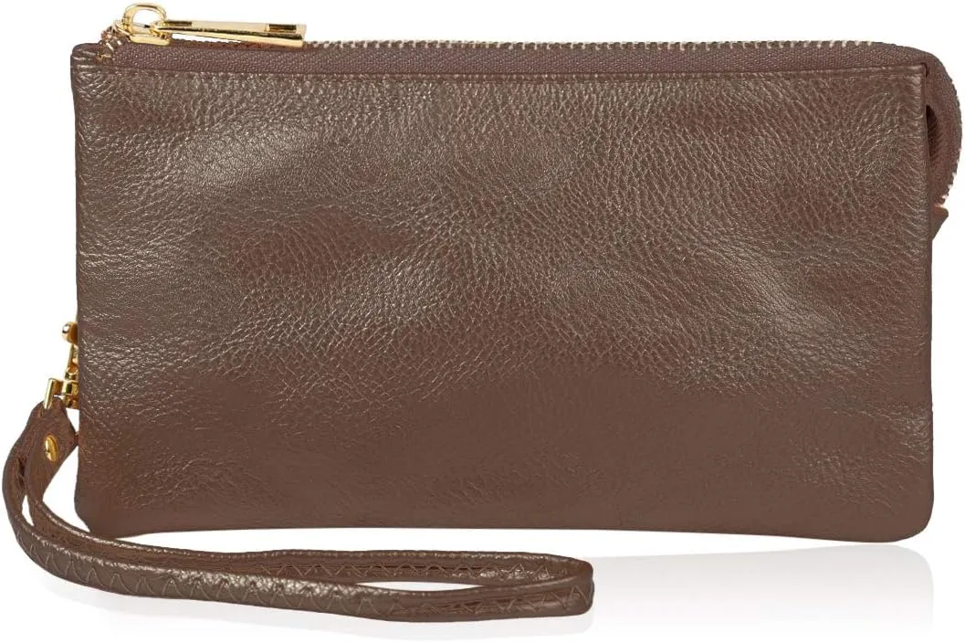 RIAH FASHION Convertible Faux Leather Wallet Purse Clutch - Mini Handbag Detachable Chain Crossbody Strap Phone Holder