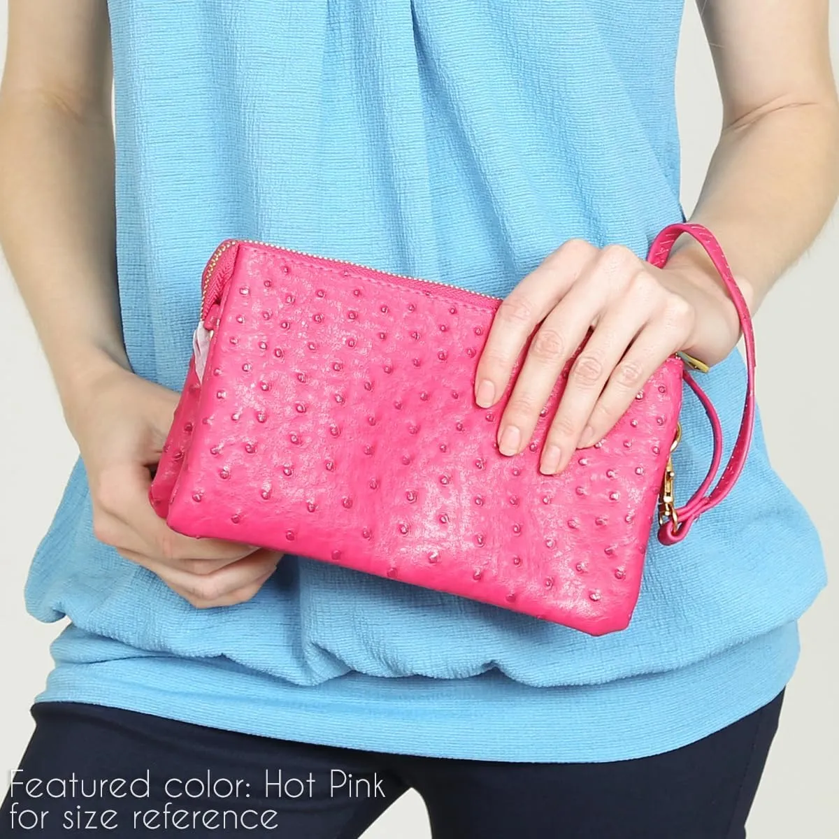 RIAH FASHION Convertible Vegan Leather Wallet Purse Clutch - Small Handbag Phone/Card Slots & Detachable Wristlet/Crossbody