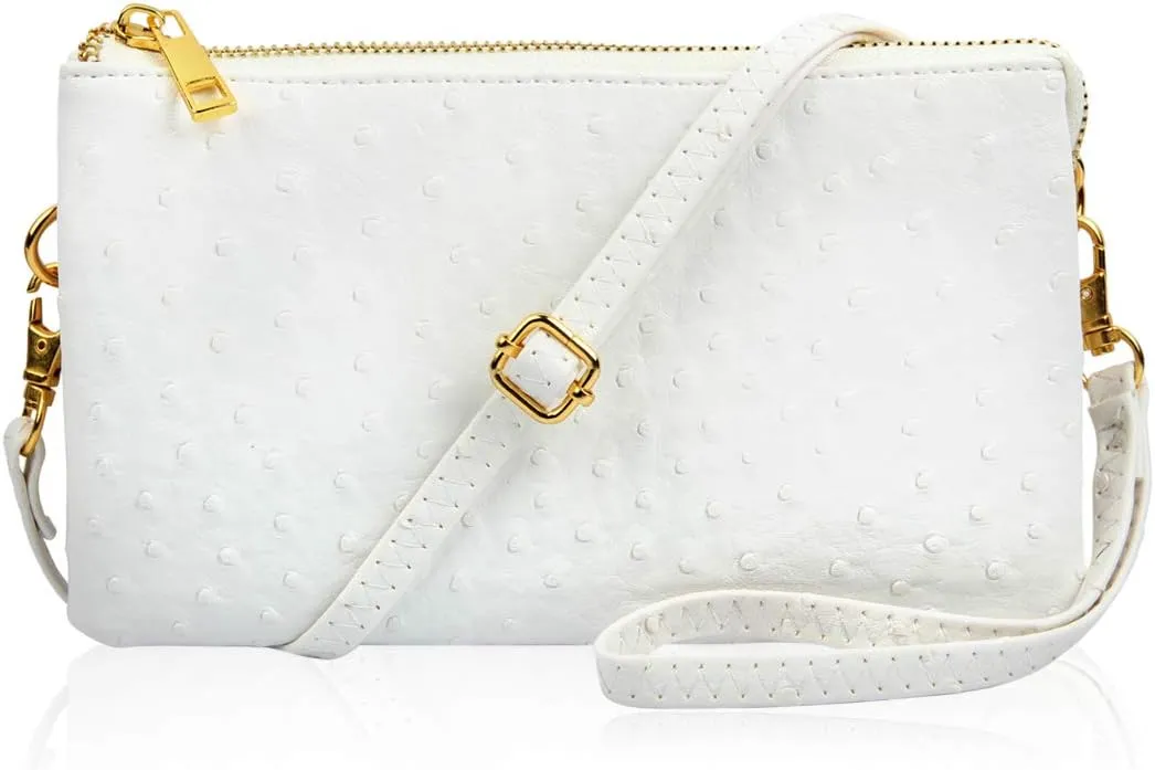RIAH FASHION Convertible Vegan Leather Wallet Purse Clutch - Small Handbag Phone/Card Slots & Detachable Wristlet/Crossbody