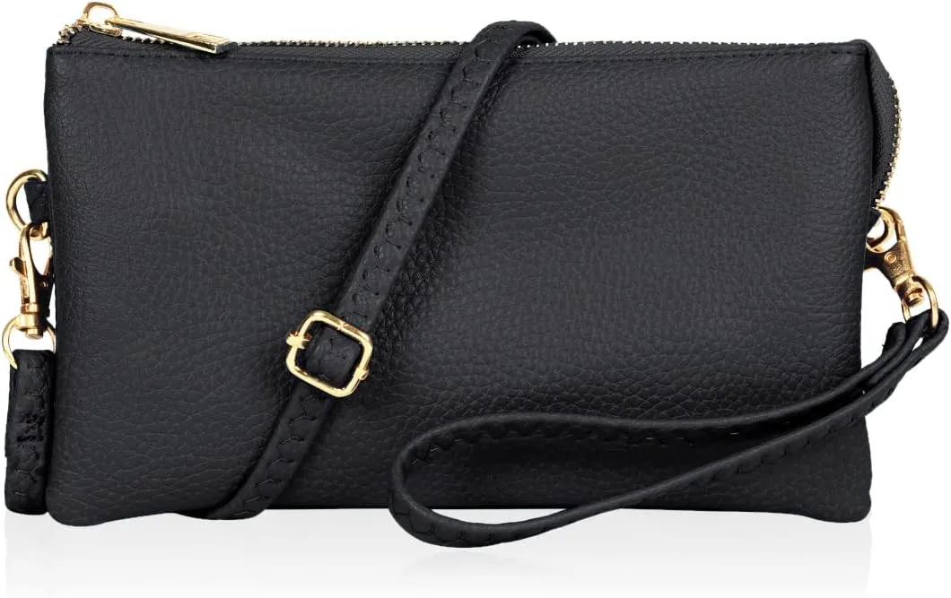 RIAH FASHION Convertible Vegan Leather Wallet Purse Clutch - Small Handbag Phone/Card Slots & Detachable Wristlet/Crossbody