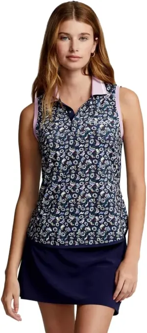RLX Ralph Lauren Golf Women's Airflow Floral Sleeveless Polo Shirt Medium M Multi