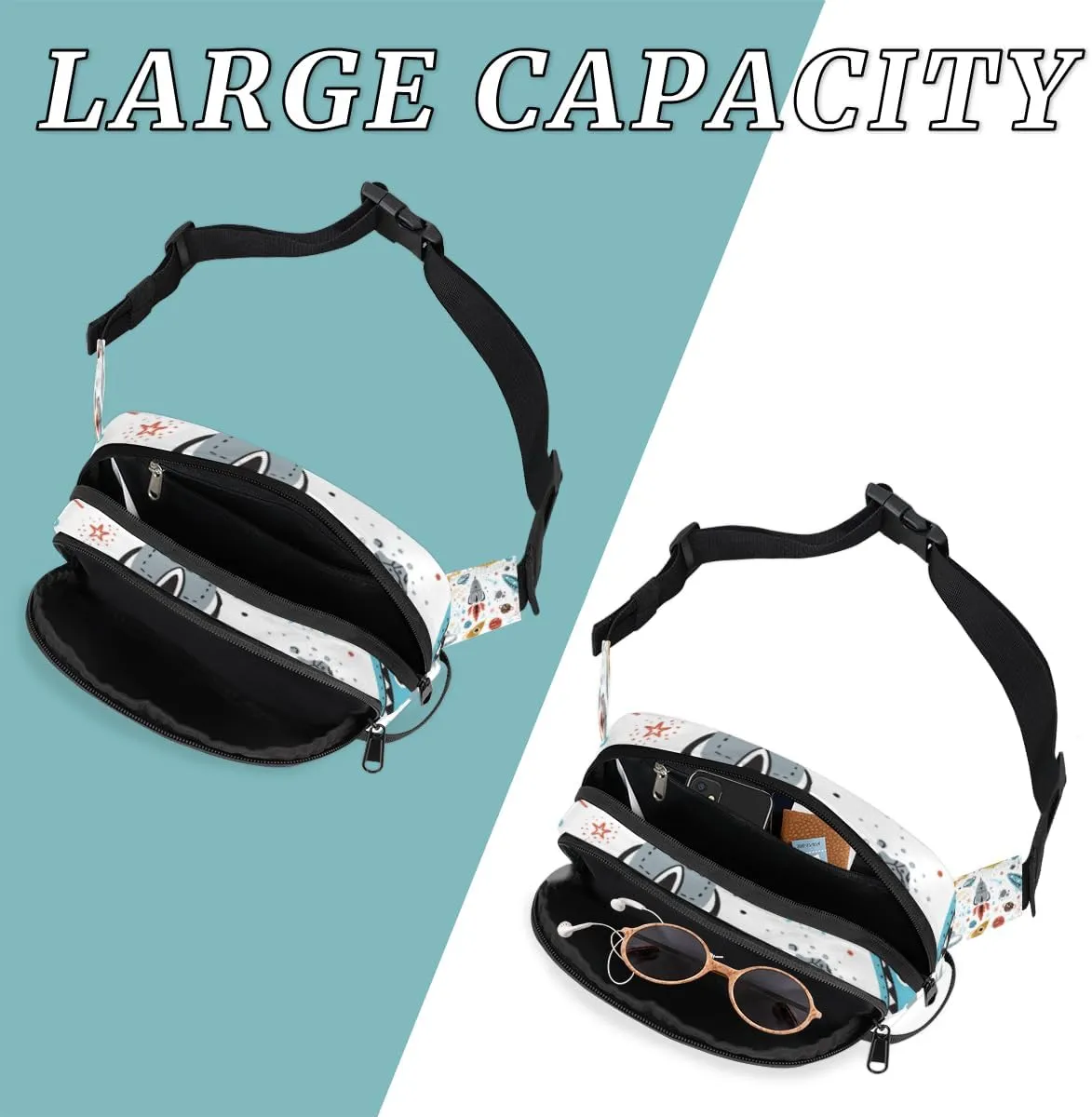 Rocket Flying Saucers Fanny Pack for Women Men Waterproof Belt Bag Crossbody Waist Bag with Adjustable Strap Fashion Waist Packs for Casual Running Gym Hiking Travel Workout Cycling