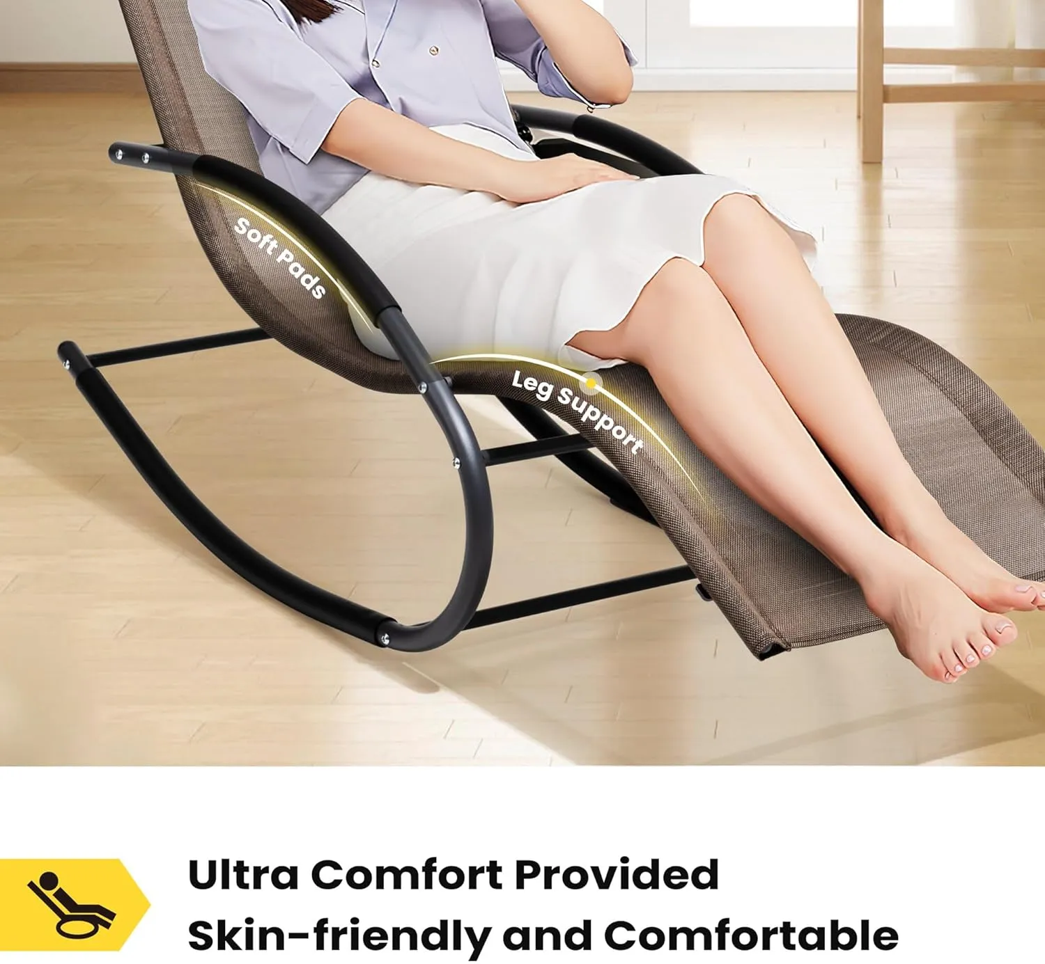 Rocking Outdoor Lounger Chair Chaise Lounge Zero Gravity Rocker - Patio Lounge Chair Rocking Sunlonger for Sunbathing, Napping for Patio, Garden, Living Room