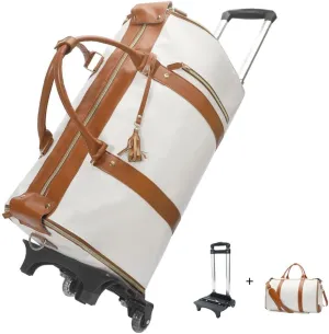 Rolling Duffel Bag with Wheels for Women Airline Approved Travel Garment Bag Foldable Carry on Weekender Luggage Tote with Trolley System