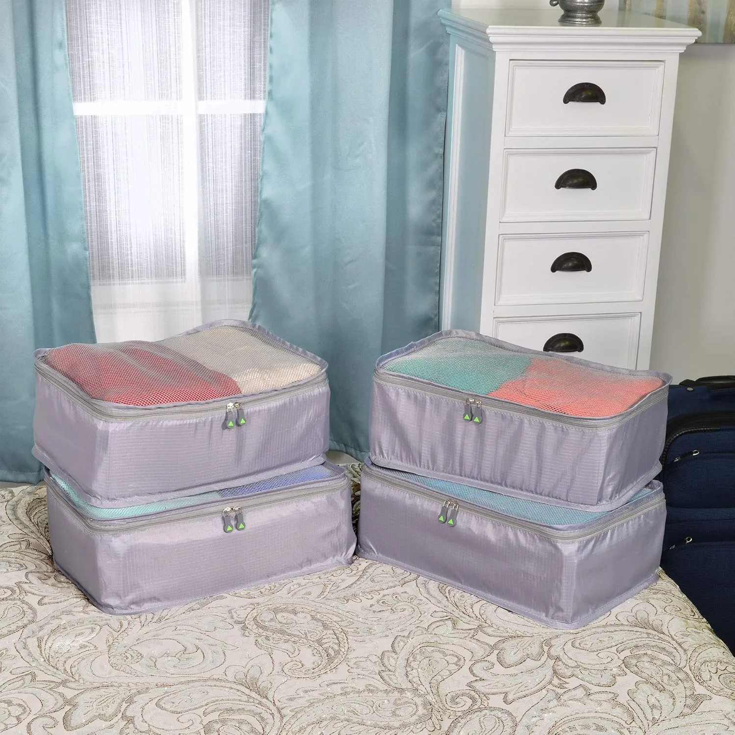 Rolling Nomad Multi-Purpose Packing Cubes, Travel Accesories, Essentials, Organizers, Lightweight, Breathable, Expandable Mesh, Sheet Compression Bags
