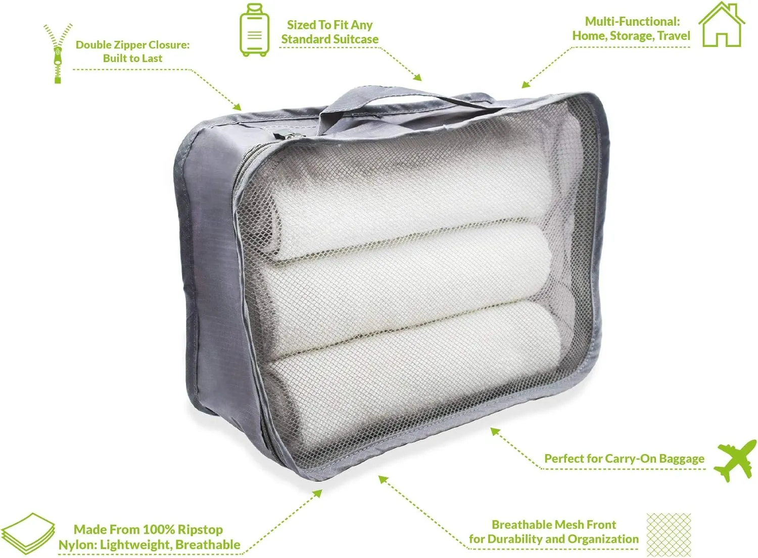 Rolling Nomad Multi-Purpose Packing Cubes, Travel Accesories, Essentials, Organizers, Lightweight, Breathable, Expandable Mesh, Sheet Compression Bags