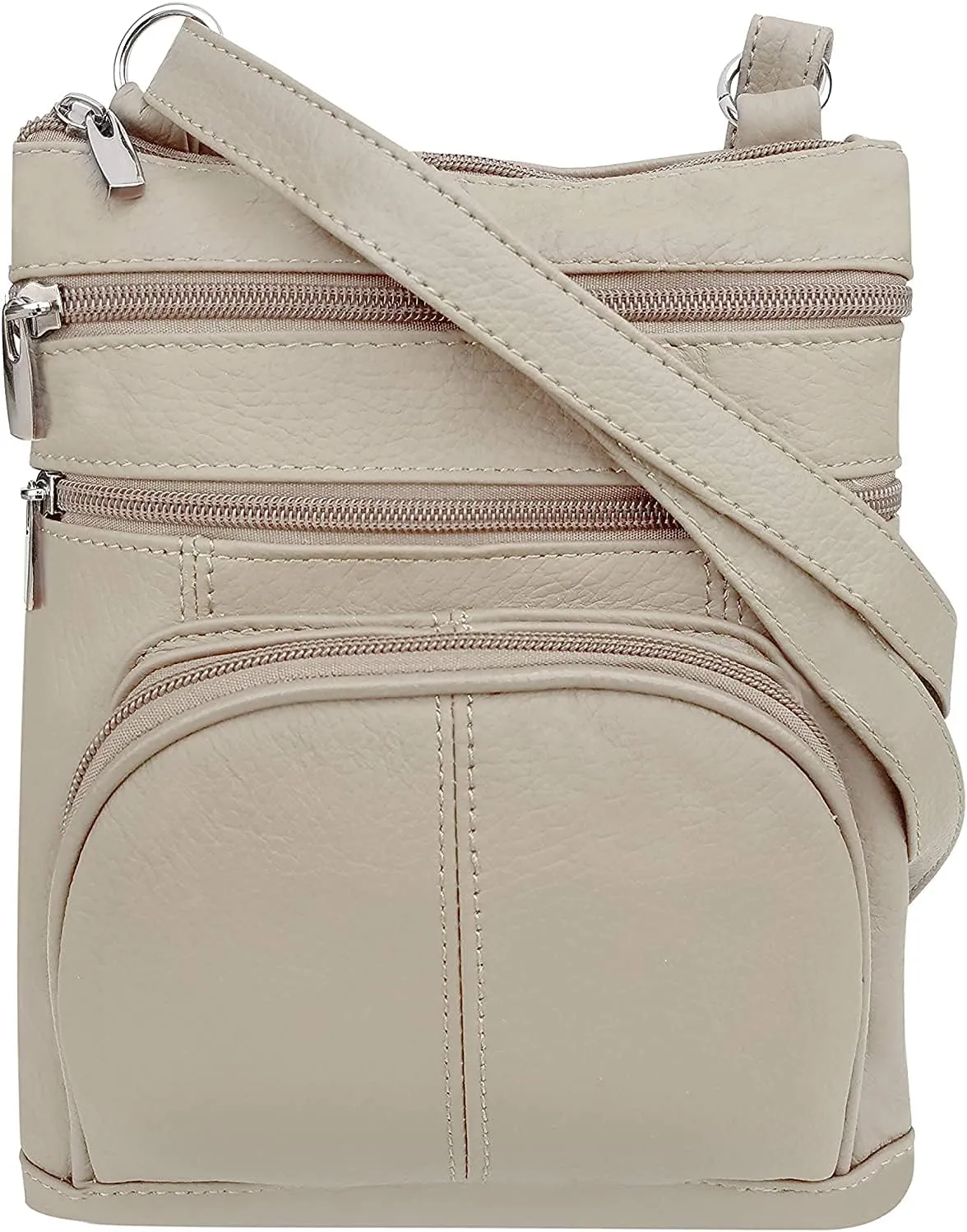 Roma Leathers Genuine X-Large Crossbody Purse, Multi-Pocket, Adjustable Strap, XL