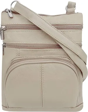 Roma Leathers Genuine X-Large Crossbody Purse, Multi-Pocket, Adjustable Strap, XL