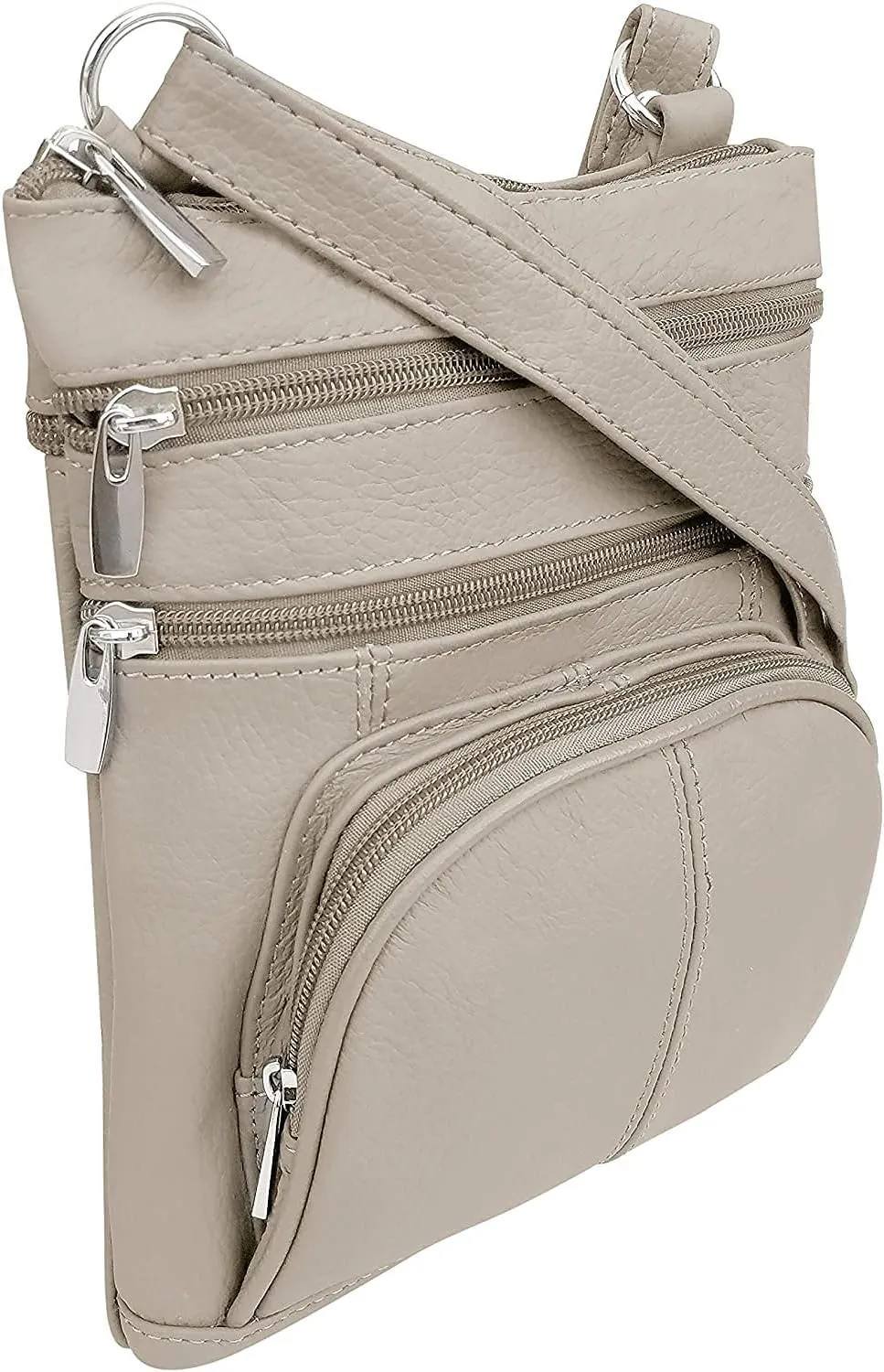 Roma Leathers Genuine X-Large Crossbody Purse, Multi-Pocket, Adjustable Strap, XL