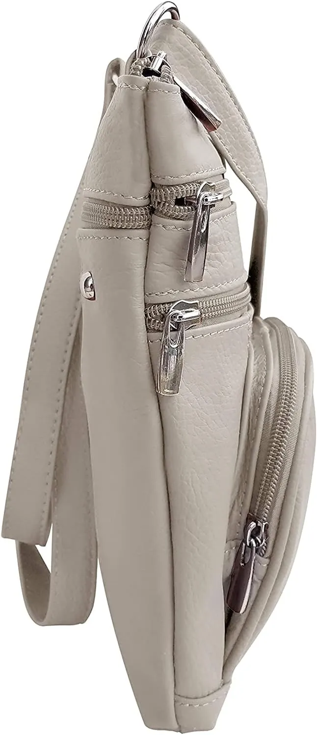 Roma Leathers Genuine X-Large Crossbody Purse, Multi-Pocket, Adjustable Strap, XL