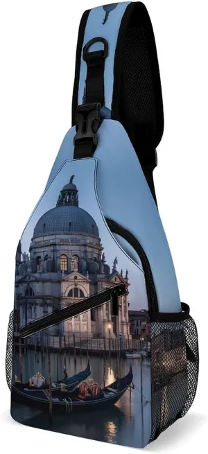 Roman Catholic Santa Maria Salute Venice Italy Crossbody Sling Bag Lightweight Travel Hiking Chest Bag Daypack for Men Women