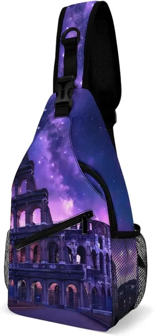 Rome Italy Famous Ancient Landmark Crossbody Sling Bag Lightweight Travel Hiking Chest Bag Daypack for Men Women