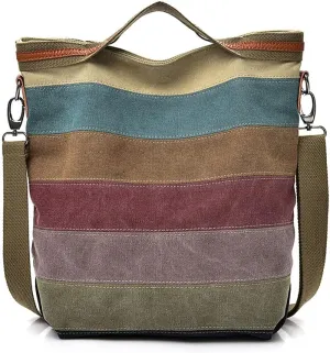 ROUROU Hobo Tote for Women - Top Handle Shoulder Crossbody Bag, Multi Color Canvas, Large Capacity, Casual Purse