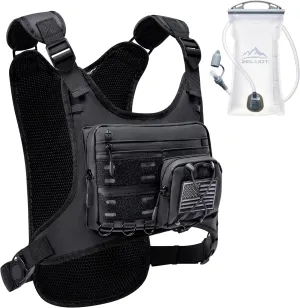 Running Vest with 2L Water Bladder, USA Original Patent, Lightweight Adjustable Chest Pack with Pistol Holster, Reflective Running Hydration Vest for Women Men for Hiking Marathon