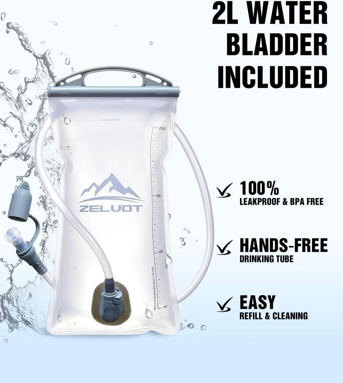 Running Vest with 2L Water Bladder, USA Original Patent, Lightweight Adjustable Chest Pack with Pistol Holster, Reflective Running Hydration Vest for Women Men for Hiking Marathon