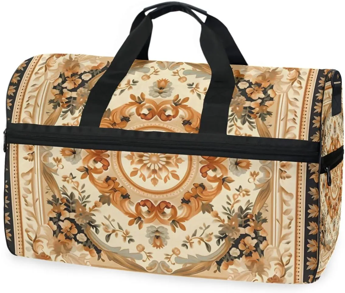 Russian Pattern 2 Travel Duffel Bag Luggage Sports Gym Bags With Shoes Compartment Large Capacity Lightweight Duffle Bag For Men Women