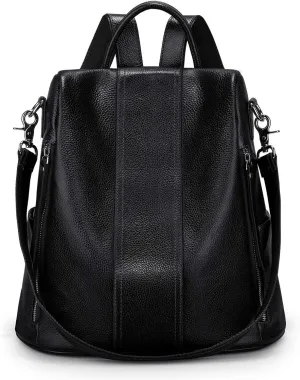 S-ZONE Leather Backpack Purses for Women Antitheft Rucksack Shoulder Bag Medium