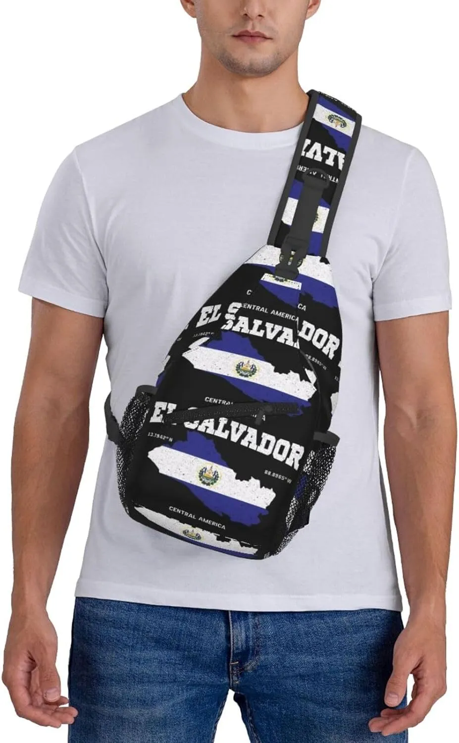 Salvadoran El Salvador Map Flag Chest Sling Bag Crossbody Shoulder Backpack Bag Gym Cycling Daypack Travel Hiking Cross Bag