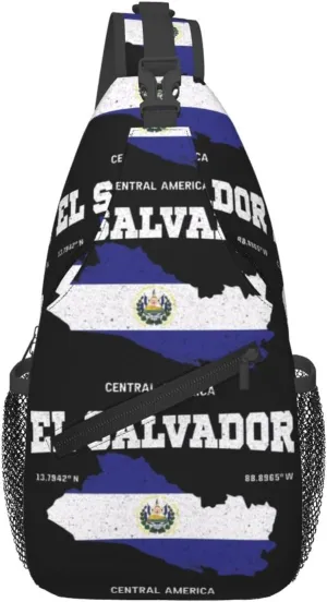 Salvadoran El Salvador Map Flag Chest Sling Bag Crossbody Shoulder Backpack Bag Gym Cycling Daypack Travel Hiking Cross Bag