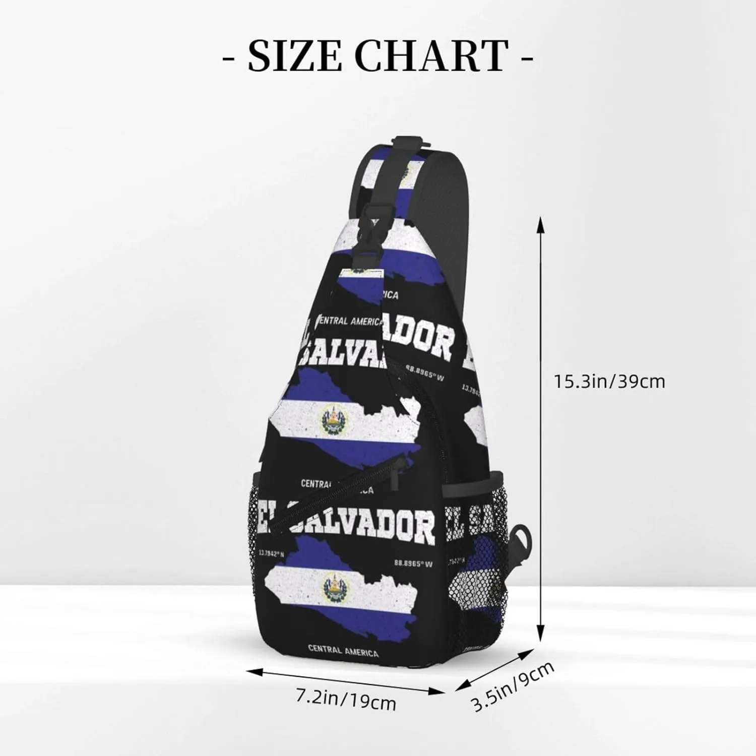 Salvadoran El Salvador Map Flag Chest Sling Bag Crossbody Shoulder Backpack Bag Gym Cycling Daypack Travel Hiking Cross Bag