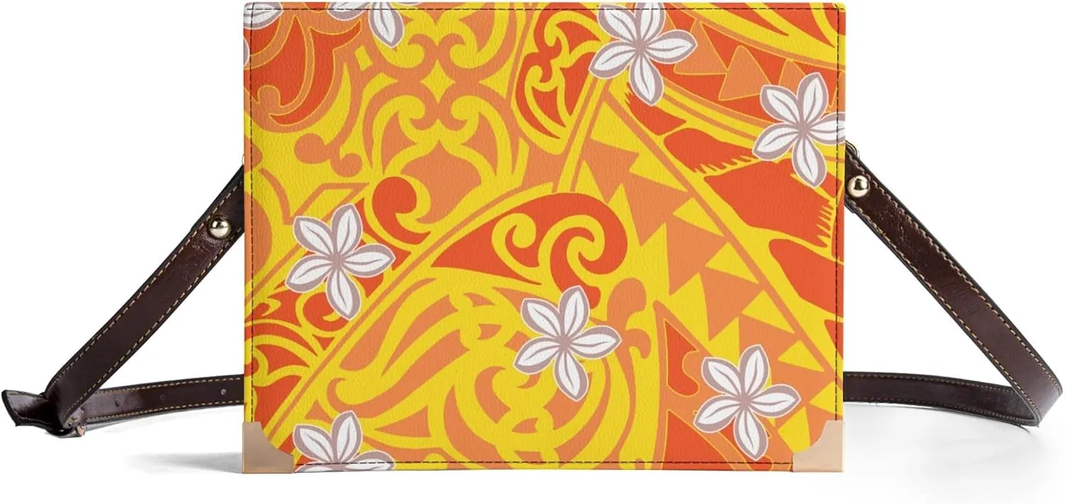 Samoa Floral Custom Vintage Women'S Rectangular Book Crossbody Bag Polynesian Book Storage Bag With Shoulder Strap