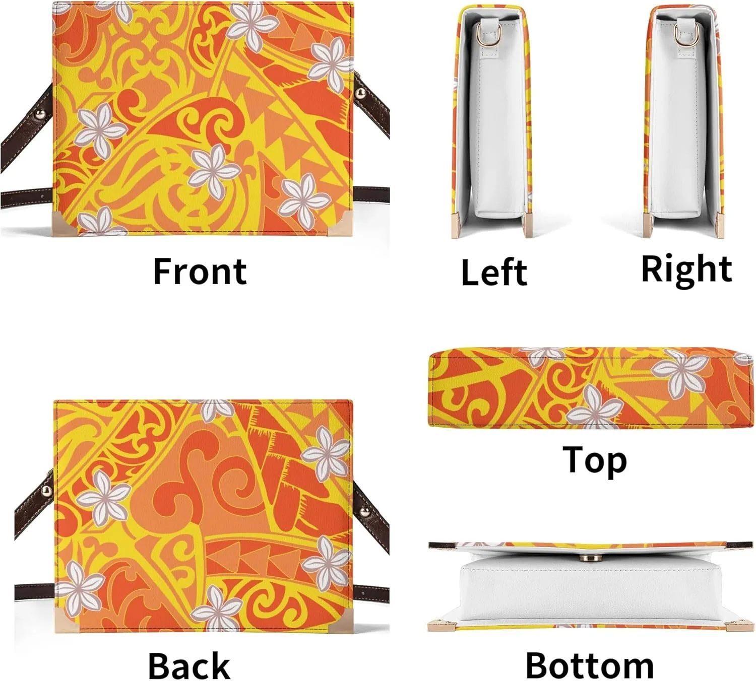 Samoa Floral Custom Vintage Women'S Rectangular Book Crossbody Bag Polynesian Book Storage Bag With Shoulder Strap
