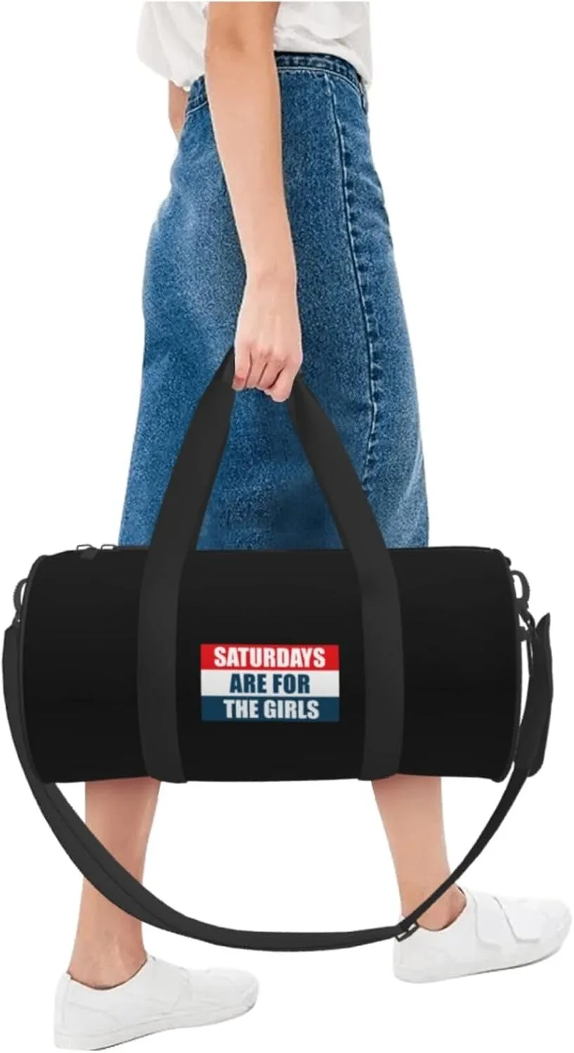 Saturdays Are For The Girls Travel Luggage Duffel Bag Sports Rolling Foldable Duffel Bag, Black