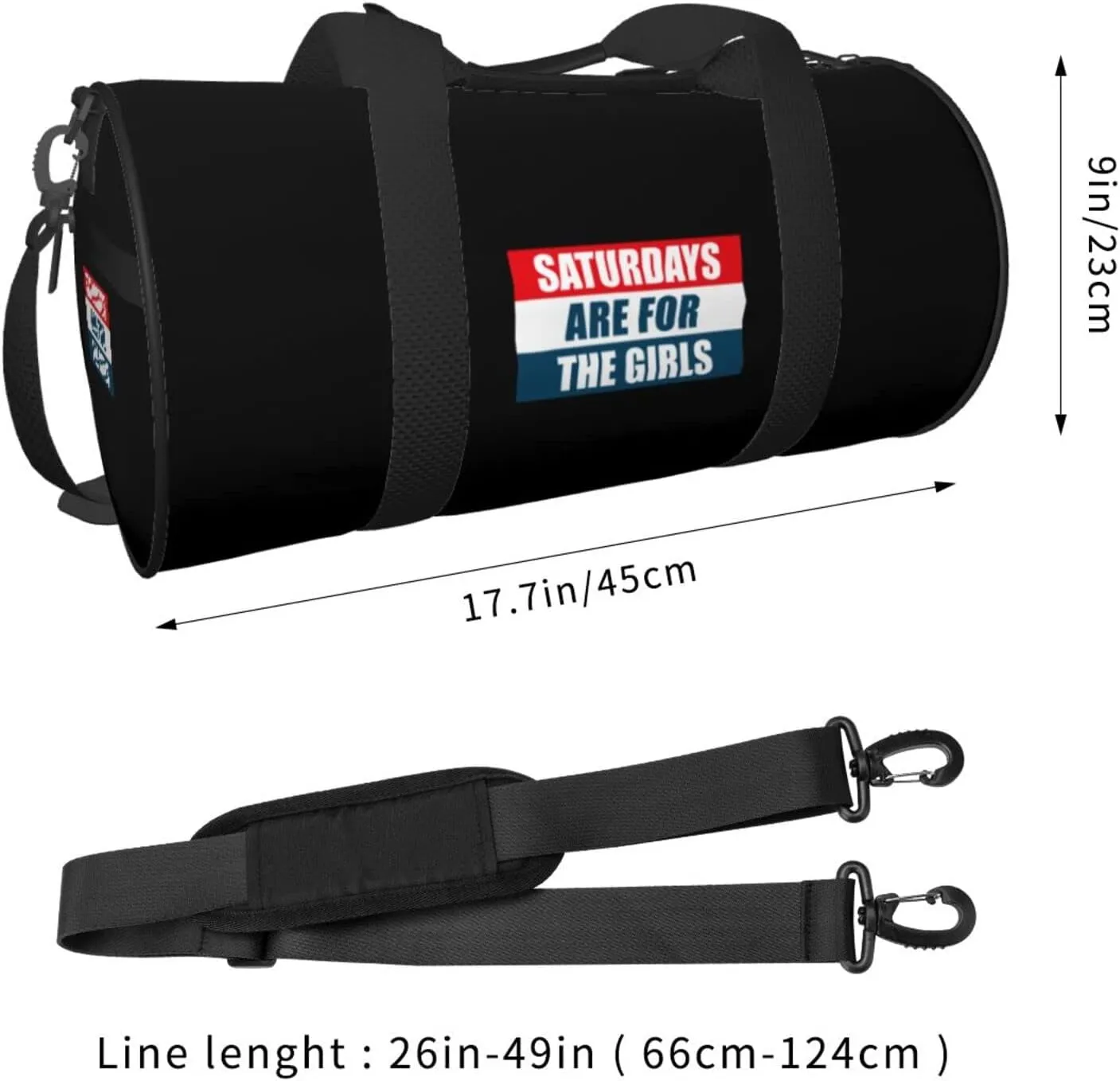 Saturdays Are For The Girls Travel Luggage Duffel Bag Sports Rolling Foldable Duffel Bag, Black