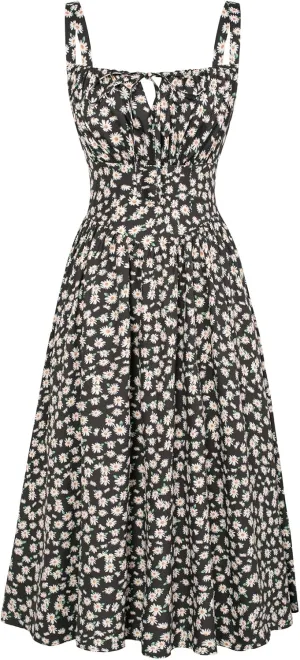 Scarlet Darkness Floral Printed Corset Dress Ruched Bust Cami Dress Flowy Sundress