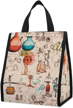 Science Chemical Knowledge Lunch Bag Foldable Insulated Tote Bags Portable Lunch Box for Work School
