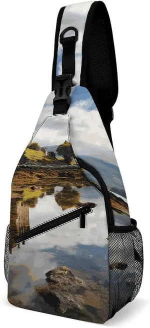 Scotland Castle Crossbody Sling Bag for Women Men Sling Backpack Travel Chest Bag Pack Man Purse Shoulder Bags Daypack for Travel Hiking Cycling
