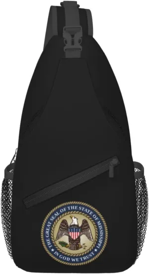 Seal of Mississippi Crossbody Bags For Women Men Chest Backpack Gym Shoulder Bag Travel Outdoor Sports Casual Crossbody Bags