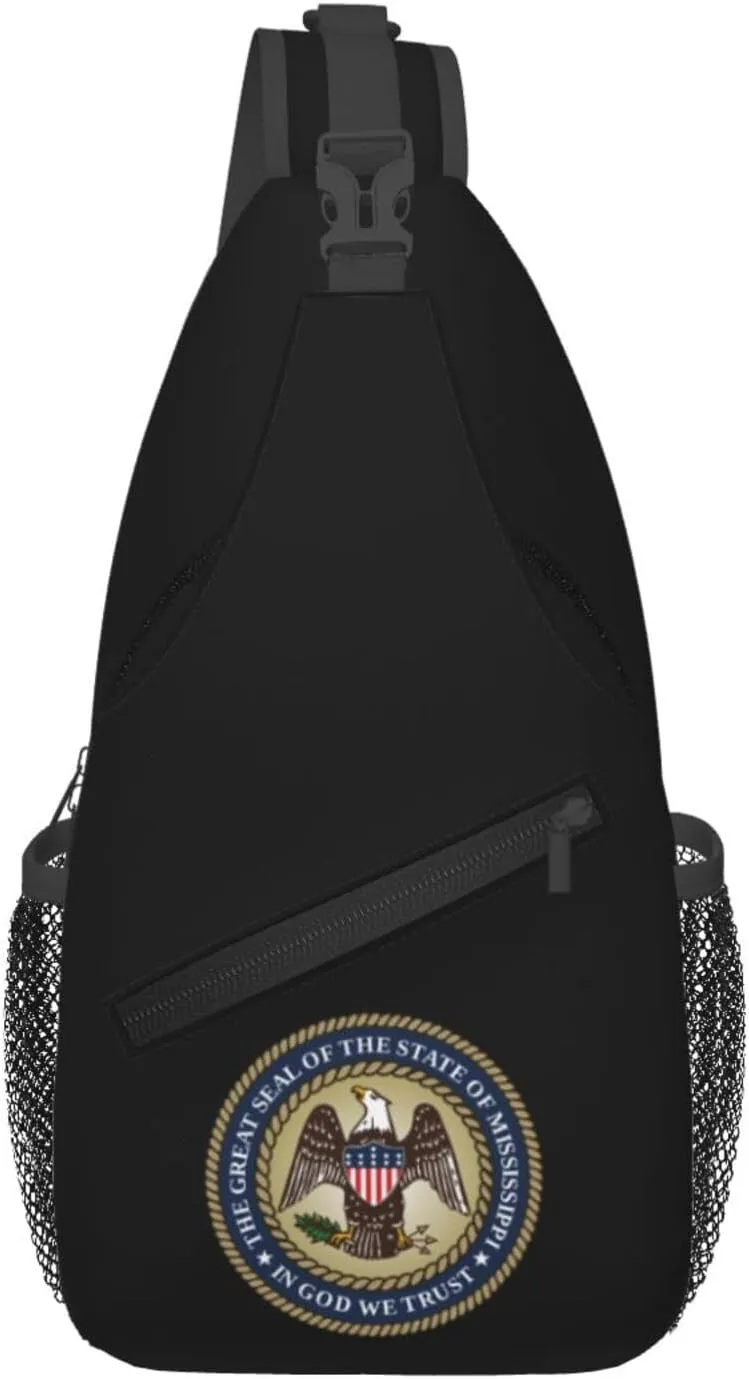 Seal of Mississippi Crossbody Bags For Women Men Chest Backpack Gym Shoulder Bag Travel Outdoor Sports Casual Crossbody Bags