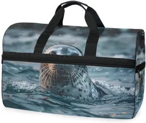 Seal Swimming Travel Duffel Bag Luggage Sports Gym Bags With Shoes Compartment Large Capacity Lightweight Duffle Bag For Men Women