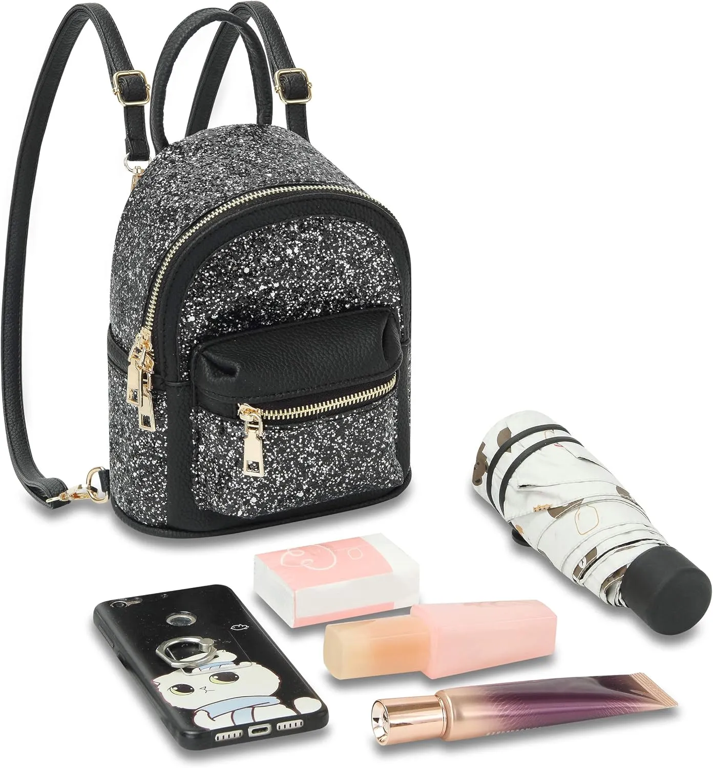 SEALINF Women Girl Bling Mini Backpack Convertible Shoulder Cross Bags Purse