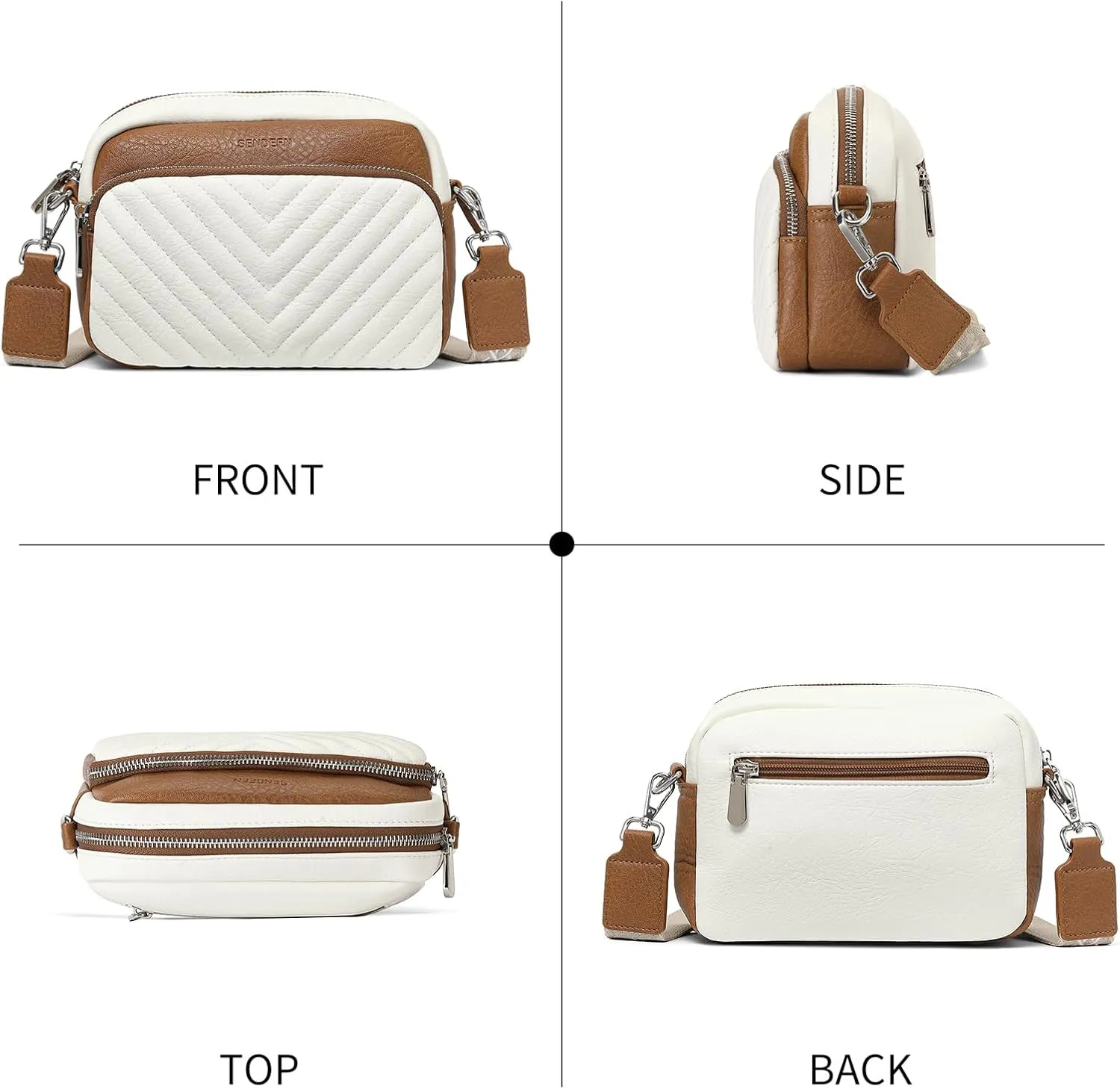 SENDEFN Crossbody Bags for Women Vegan Leather Purses Small Shoulder Handbags with Wide Strap