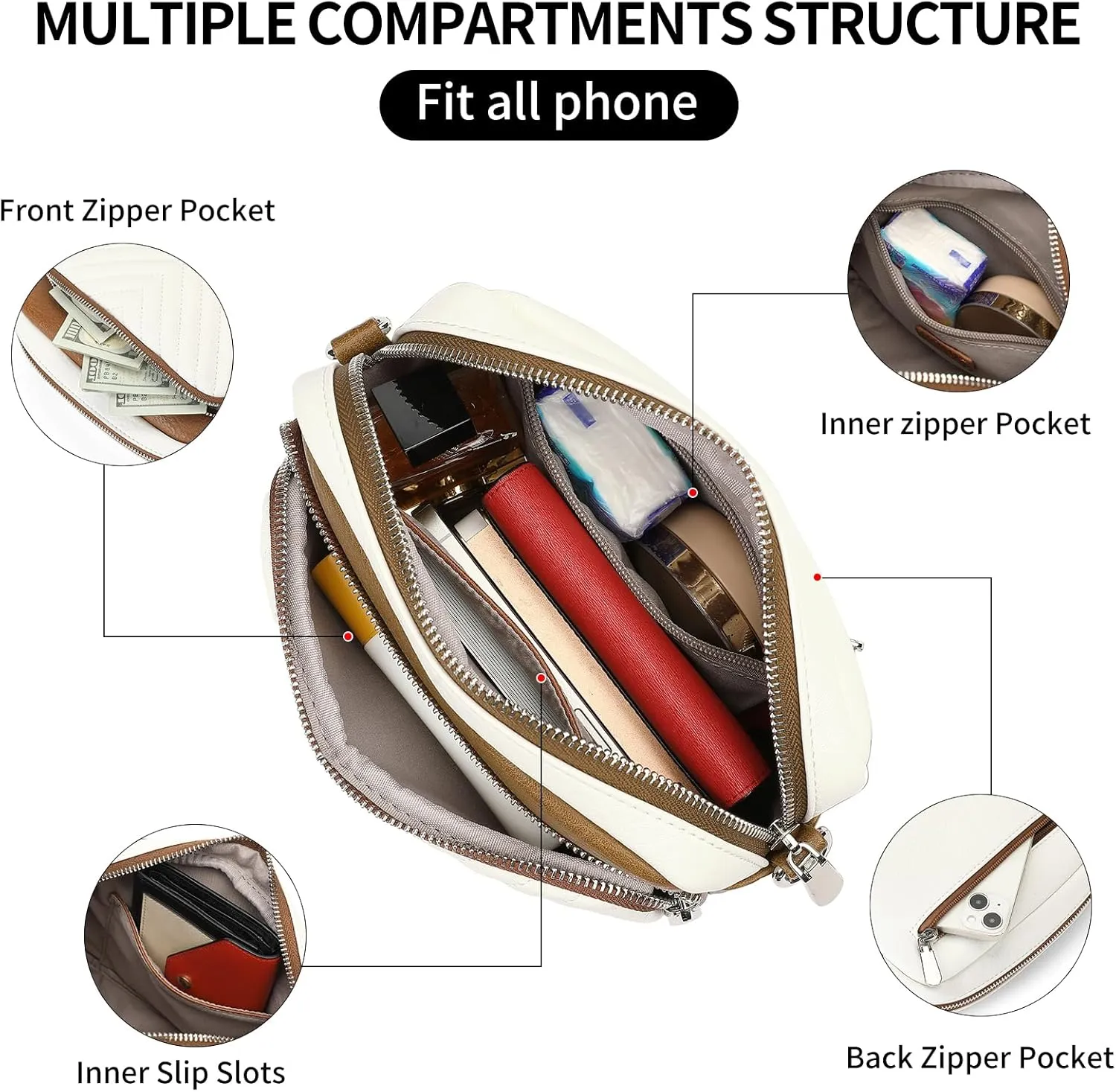 SENDEFN Crossbody Bags for Women Vegan Leather Purses Small Shoulder Handbags with Wide Strap
