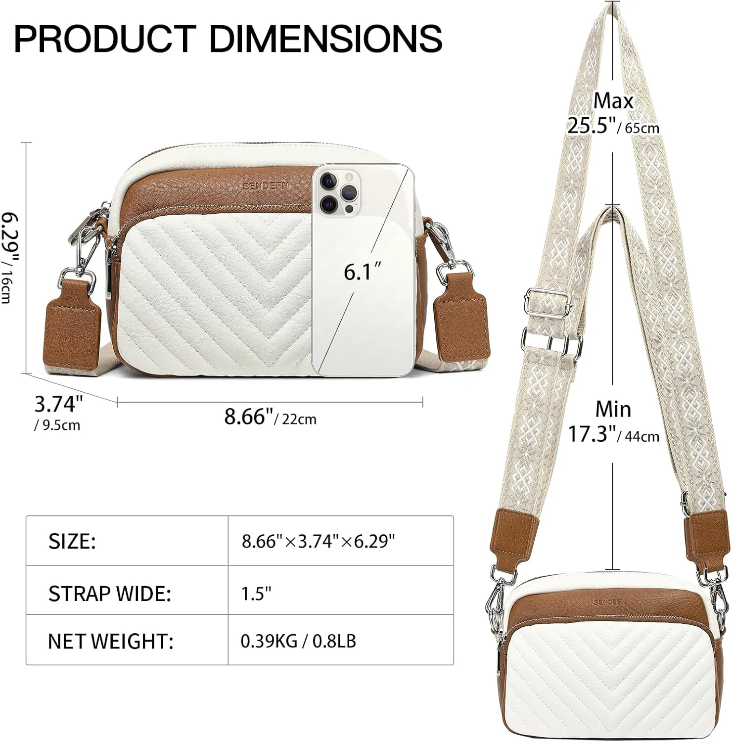 SENDEFN Crossbody Bags for Women Vegan Leather Purses Small Shoulder Handbags with Wide Strap