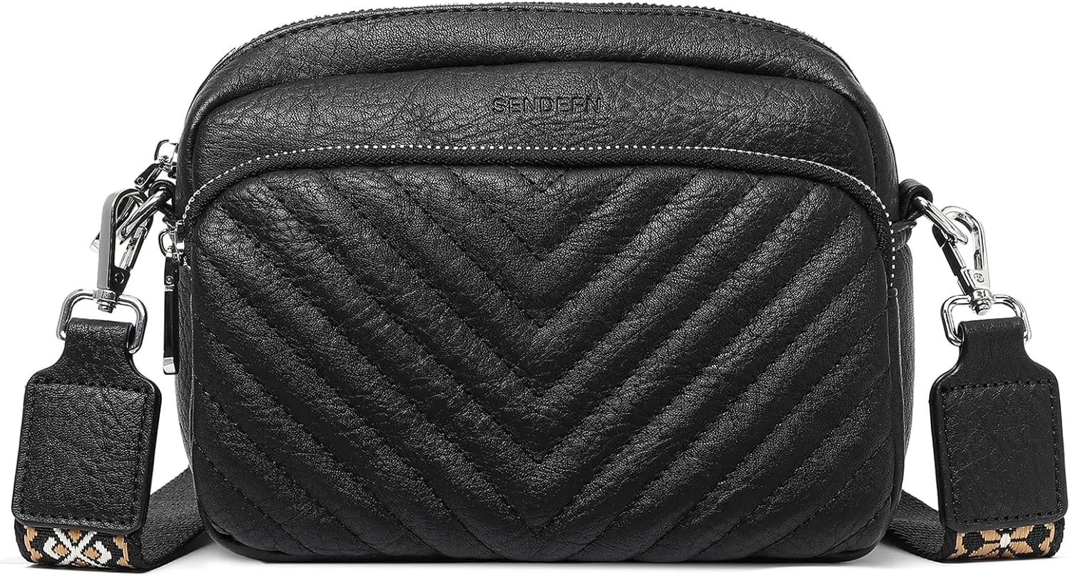SENDEFN Crossbody Bags for Women Vegan Leather Purses Small Shoulder Handbags with Wide Strap
