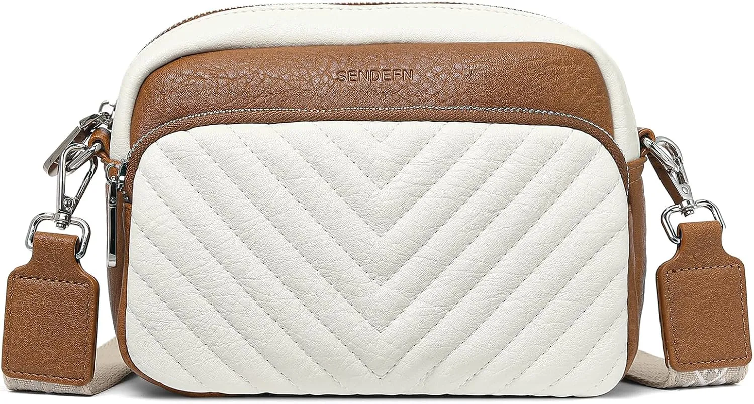 SENDEFN Crossbody Bags for Women Vegan Leather Purses Small Shoulder Handbags with Wide Strap