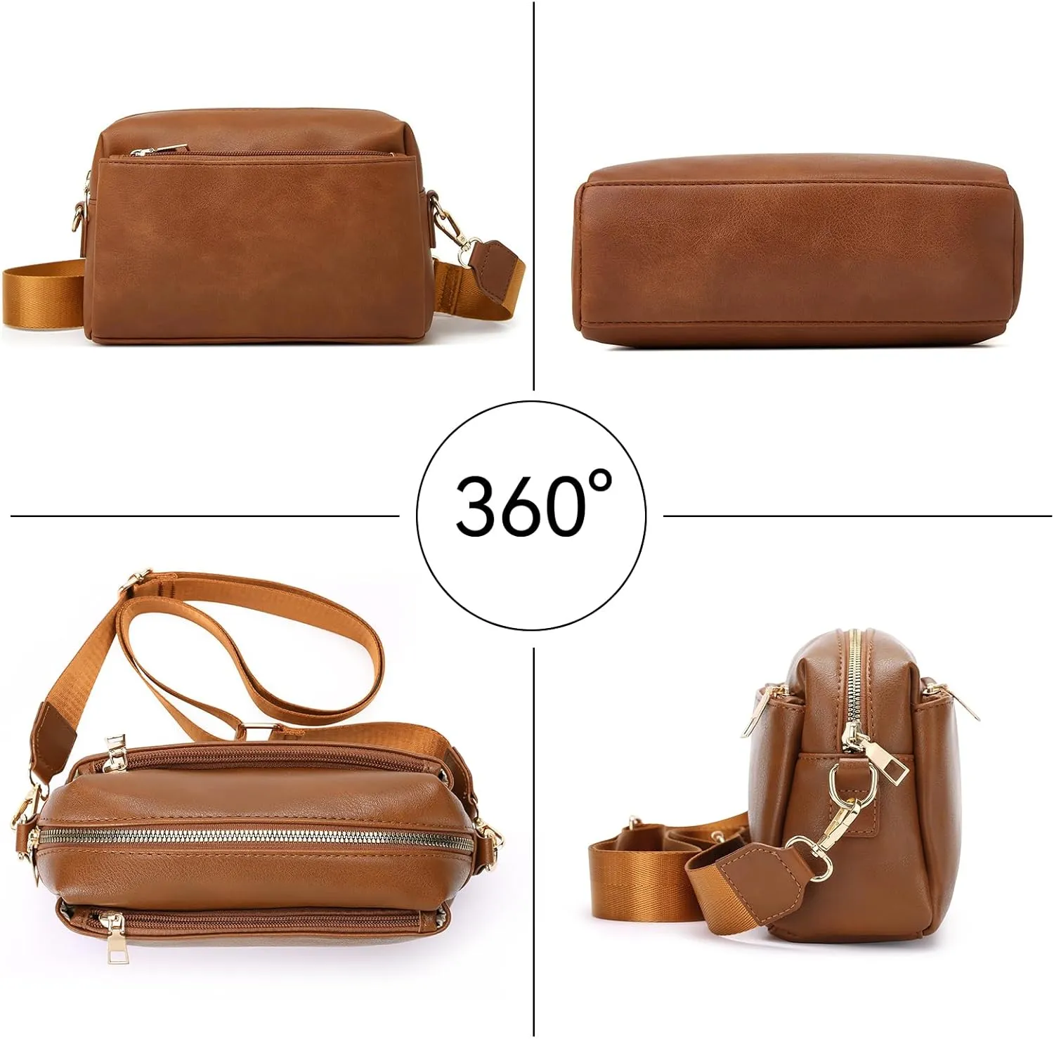 SENDEFN Crossbody Bags for Women Vegan Leather Purses Small Shoulder Handbags with Wide Strap