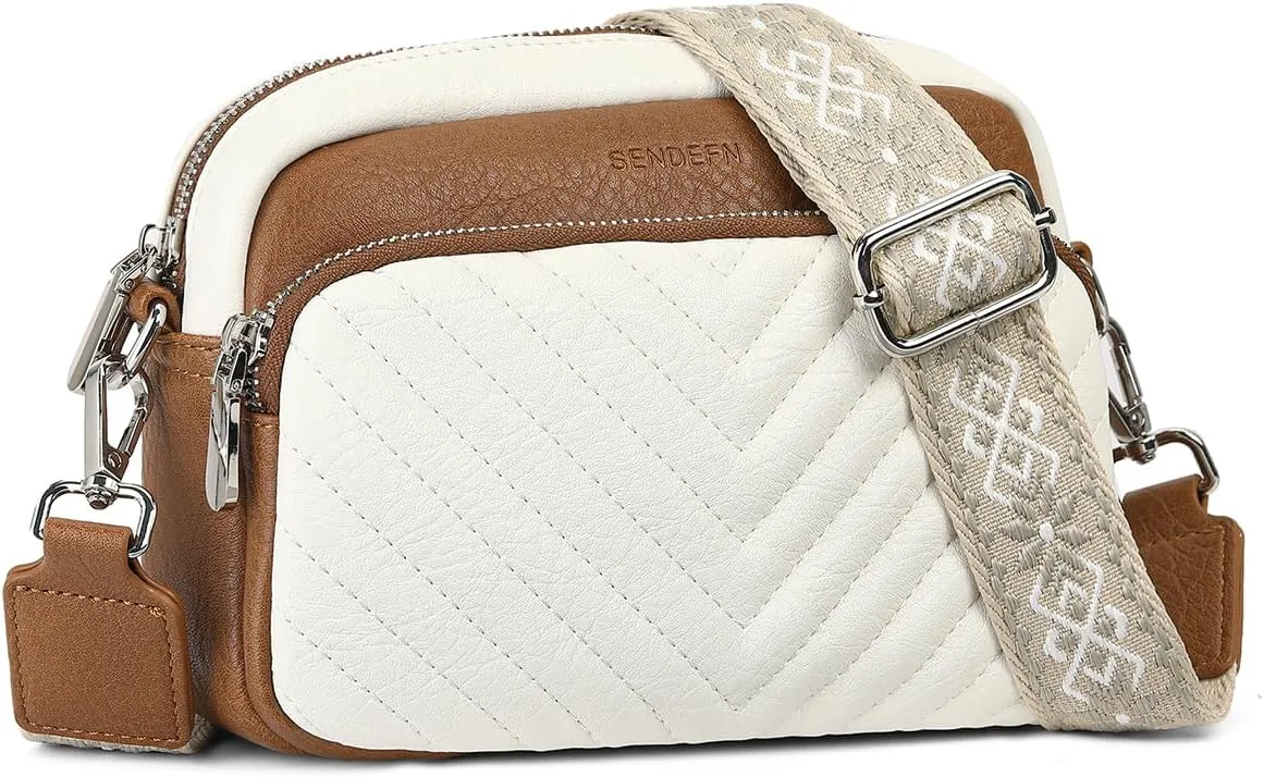 SENDEFN Crossbody Bags for Women Vegan Leather Purses Small Shoulder Handbags with Wide Strap