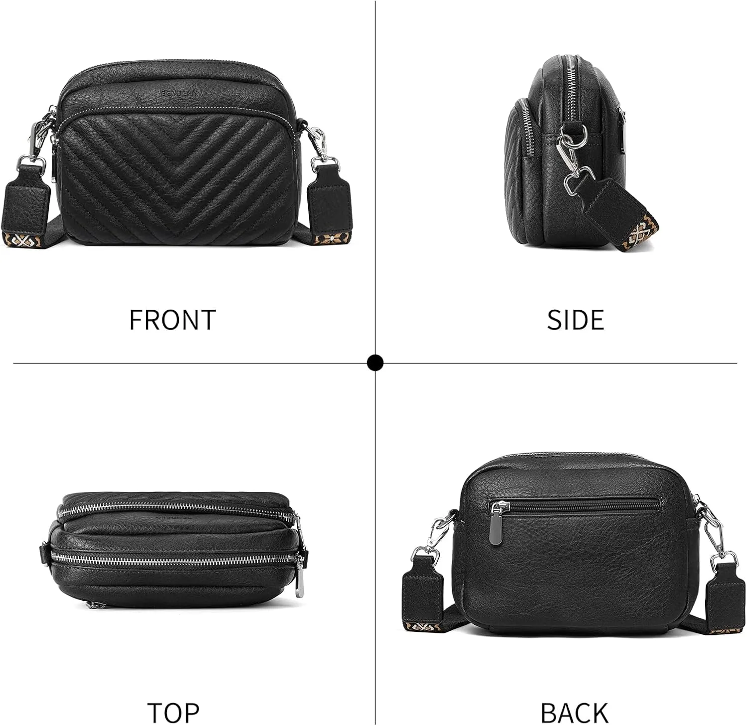 SENDEFN Crossbody Bags for Women Vegan Leather Purses Small Shoulder Handbags with Wide Strap
