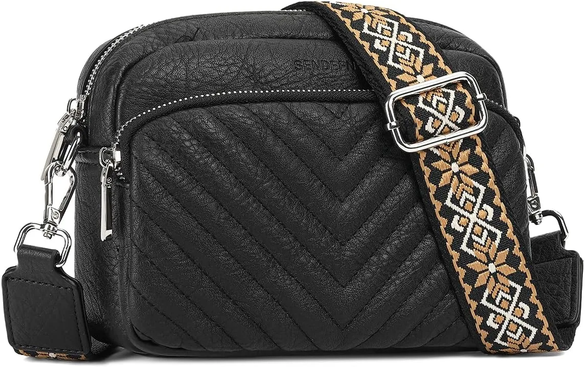 SENDEFN Crossbody Bags for Women Vegan Leather Purses Small Shoulder Handbags with Wide Strap