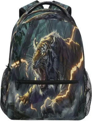 senya Lightning Tiger Roar Backpack School Bag Travel Daypack for Boys Girls