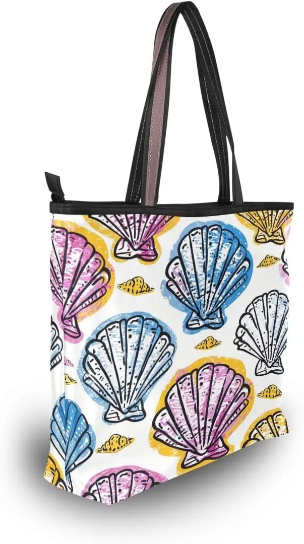 senya Painting Seashells Shoulder Bags Large Handle Ladies Handbag